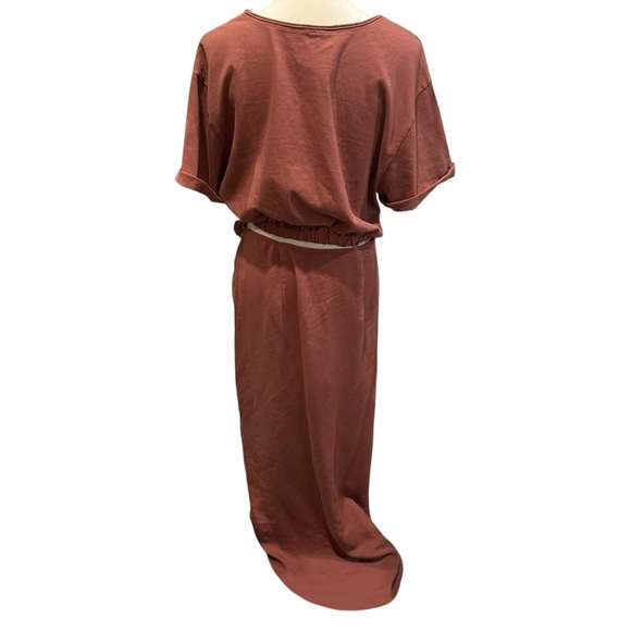 Free People Rae Maxi Dress Redwood Effortless Cutout Resort Solid Beach L 277142 - Picture 8 of 13